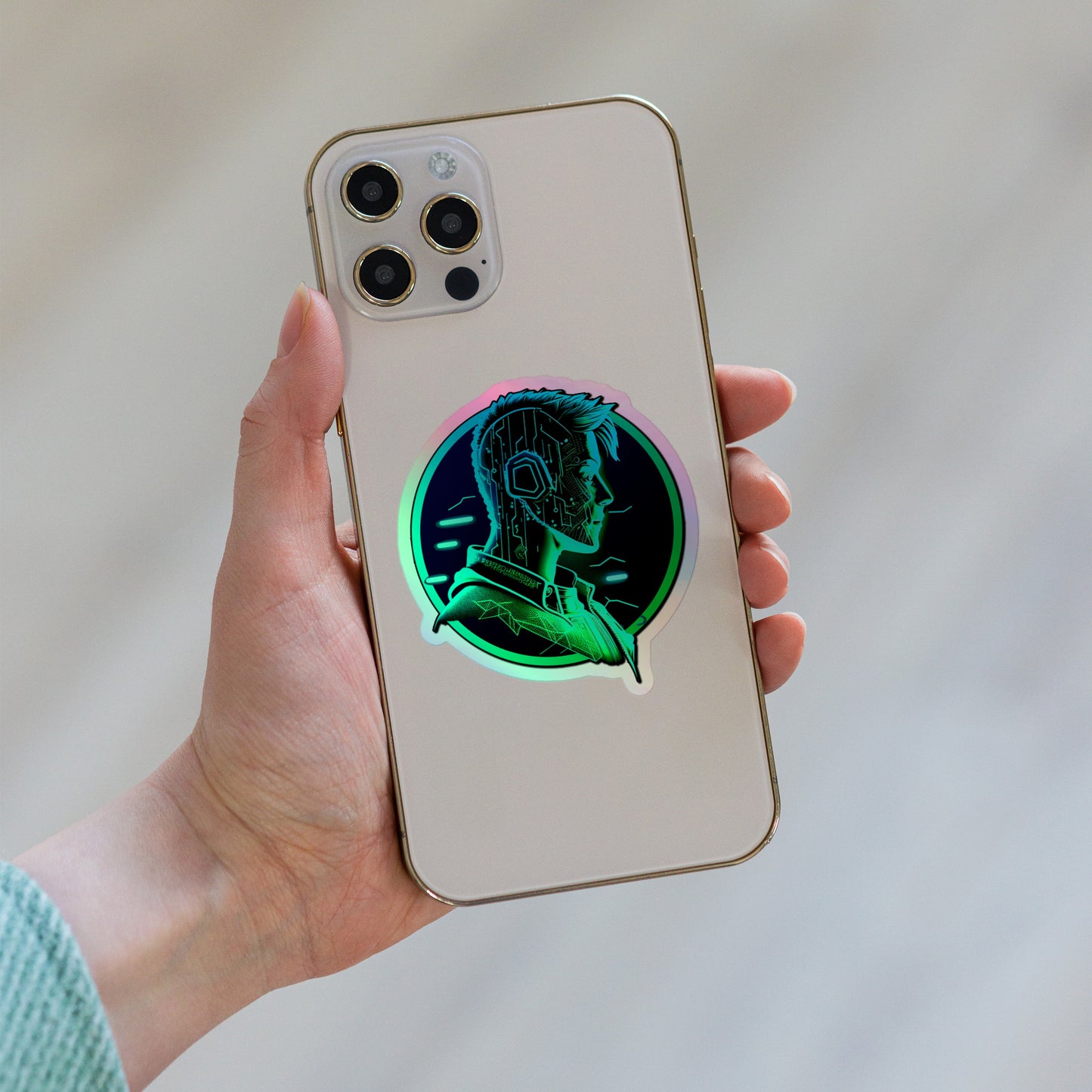 CyberSuperhuman.ai Simple Logo Holographic Sticker